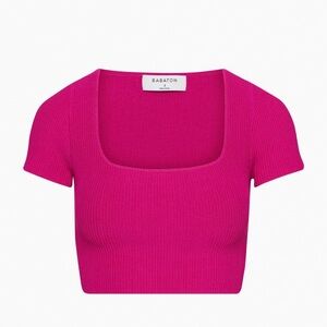 Aritzia Babaton Magenta Pink Ribbed Crop Top XS